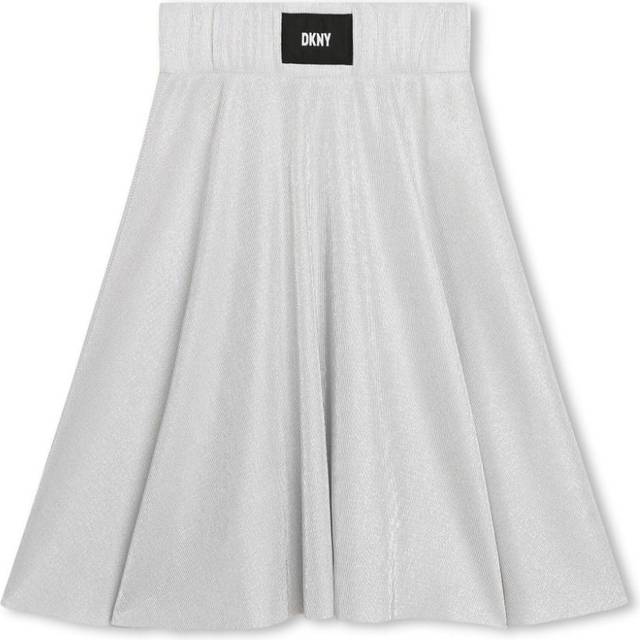 Dkny Kids - logo-appliqué metallic-finish skirt - kids - Polyester - 5 yrs - Grey