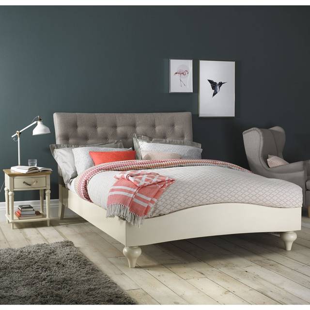 Dimas Upholstered Bed Frame - Grey Washed Oak (Kingsize (5&#39;))
