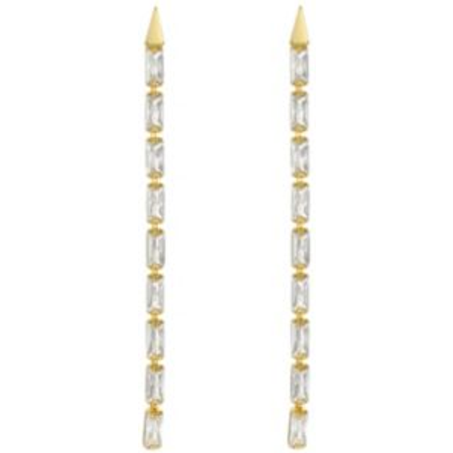 Baguette Crystal Long Drop Earrings