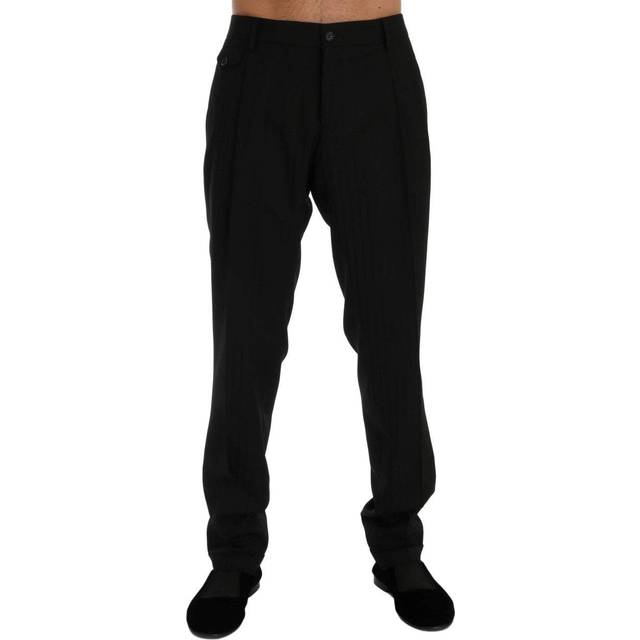 Dolce & Gabbana Black Striped Wool Stretch Pants - IT54 | XL