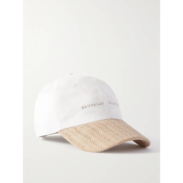 Brunello Cucinelli - Logo-Embroidered Woven Suede and Linen-Denim Baseball Cap - Men - White - M