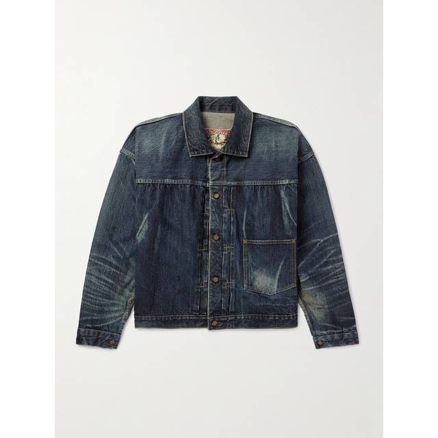 SAINT MXXXXXX - Distressed Pleated Denim Jacket - Men - Blue - S
