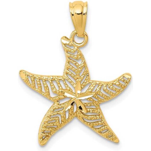Quality Gold K6062 14K Yellow Gold Diamond-Cut Polished Filigree Starfish Pendant