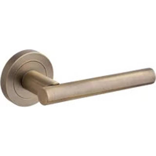 T-Bar Lever on Rose Door Handle - Antique Brass - Pair - Designer Levers