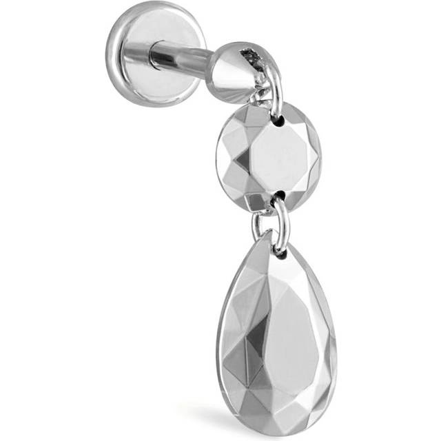 Maria Tash Double Faceted Gold Threaded Charm Stud Single Earring - White - One size