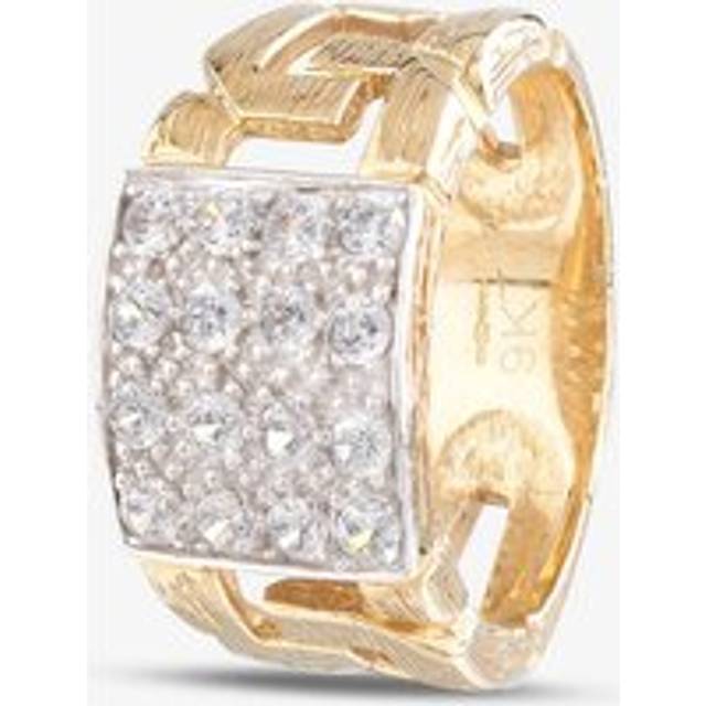 9ct Yellow Gold Cubic Zirconia Curb Chain Shoulder Ring 11270 Z