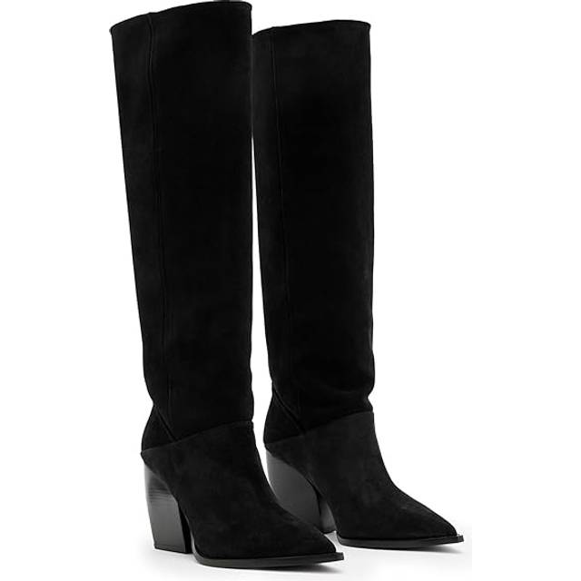 AllSaints Roberta Suede Boots - Black, Black, Size 7, Women