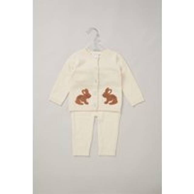 Bunny Cardigan And Trousers Set - Cream - Age 3 - 6 Months - Rock a Bye Baby