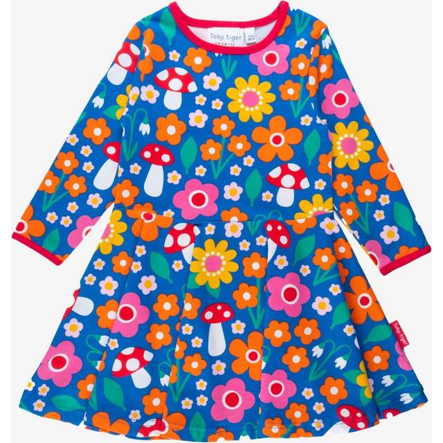 Organic Floral Mushroom Print Long-Sleeved Skater Dress - 18-24m / 92cm