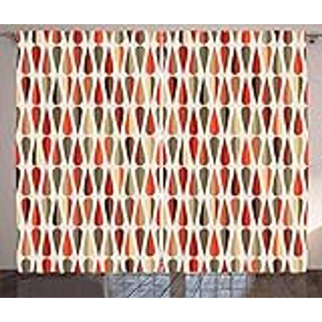 ABAKUHAUS Geometrisk Gardiner, 70s Retro Style, vardagsrum sovrumsfönster draperier 2 Panel Set, 280 x 245 cm, Flerfärgad