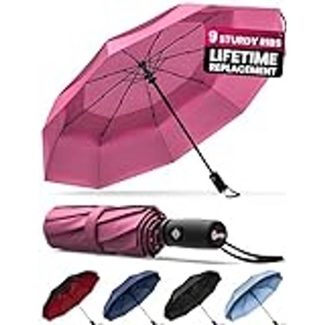 Repel Umbrella Windproof Travel Umbrellas for Rain - Easy Auto Open Close, Durable & Compact Umbrella, Strong Fiberglass Frame, Waterproof Canopy - Backpack, Purse, Portable Umbrella for Travel