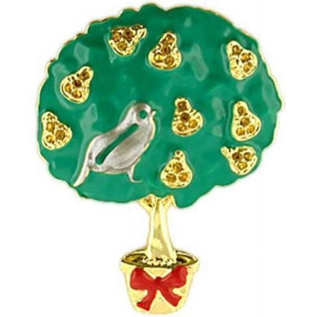 Alamode LO834 Women Gold & Rhodium White Metal Brooches with Top Grade Crystal in Topaz