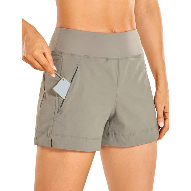cRZ YOgA Womens Lightweight Mid Rise Hiking Shorts 4 - Stretch Athletic Summer Travel Outdoor golf Shorts Zip Pockets cliff Ash Small