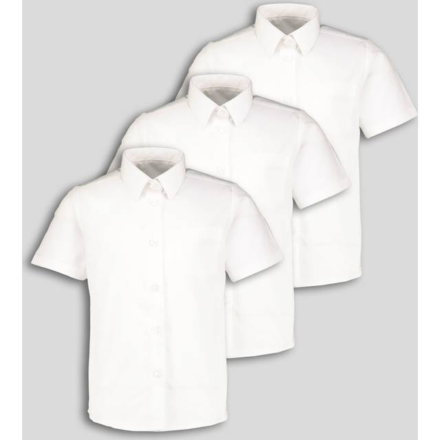 3 Pack Girls White Slim-Fit Short Sleeve Shirts 3 years