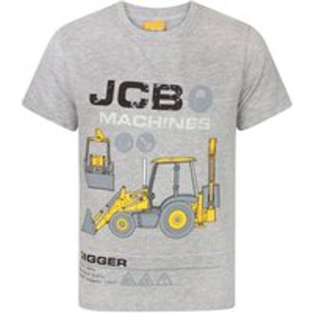 (13-14 Years) JCB Digger T-Shirt Kids Boys Girls Machines Short Sleeve Grey Top