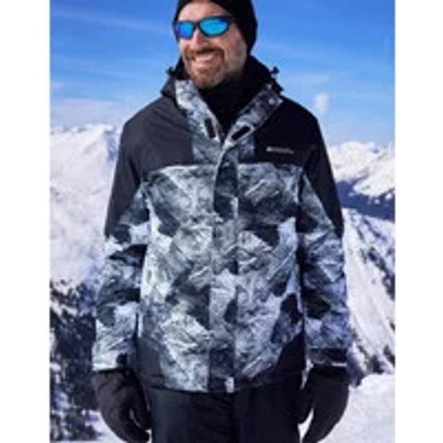 (S, White) Mountain Warehouse Mens Shadow II Printed Ski Jacket