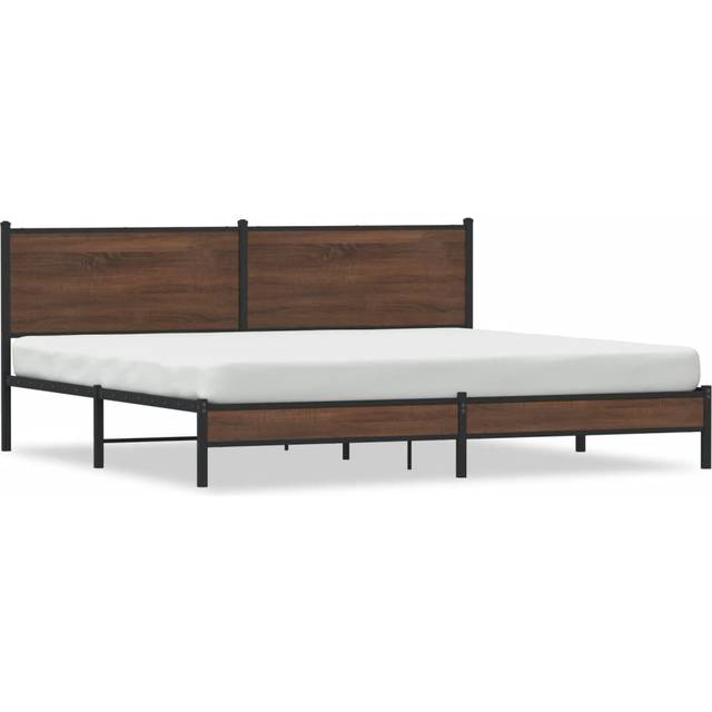 vidaXL Metal Bed Frame without Mattress Brown Oak 200x200 cm