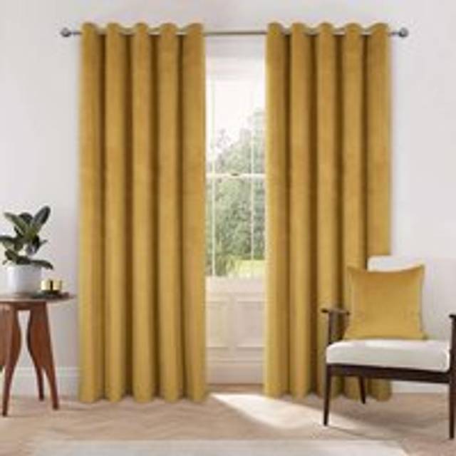 Home Curtains Asha Pair of Fully Recycled Velour Curtains - Ochre