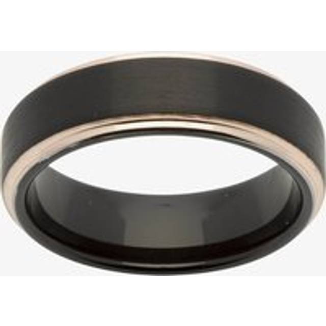 Unique Mens Black & Rose Gold Plated Tungsten 7mm Ring TUR-55-62 - Two Colour