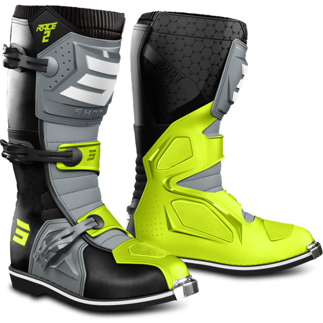 Shot Race 2 MX Boots Black-Grey-Neon Yellow 42 (42)