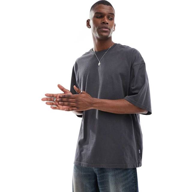 Jack & Jones – Blekgrå t-shirt i extra oversize-Grå/a
