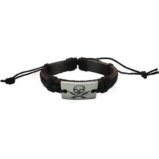 Black tribal pirates leather bracelet skull surfer wrist band cuff bangle string