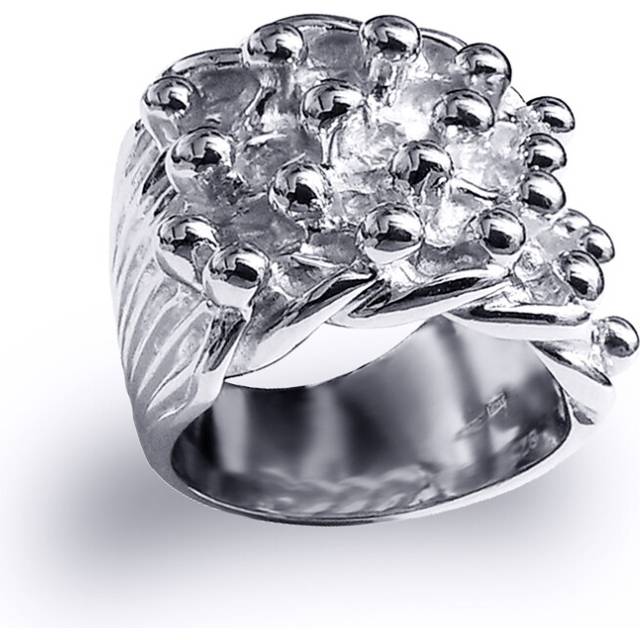 (U) Jewelco London Mens Rhodium Plated Sterling Silver King George III 4 Row Keeper Guard Ring 21mm