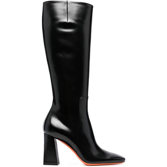 Santoni - 85mm square-toe leather boots - women - Calf Leather/Calf Leather/Calf Leather/Rubber - 39 - Black