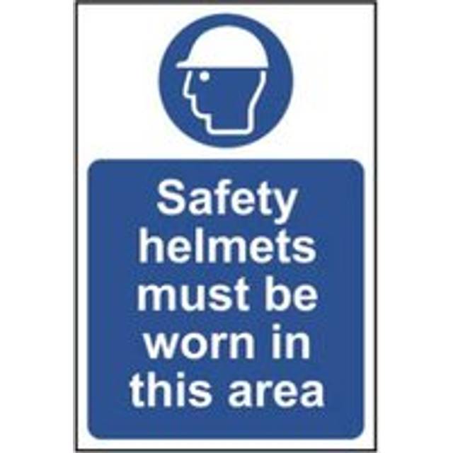 Safety Helmets Must Be Worn In This Area Sign - 1mm Rigid PVC Board - 600 x 400mm