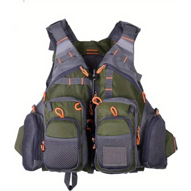 (Green) Fishing Buoyancy Vest Fly Fishing Vest Multi-pocket Breathable Mesh, Strap Fishing Vest Adjustable