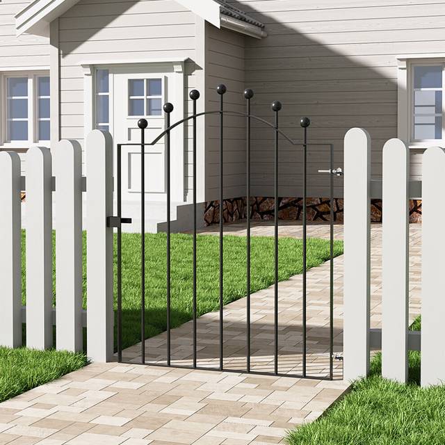 3ft Black Modern Metal Outdoor Garden Swing Gate Fence Gate 86 x 103cm