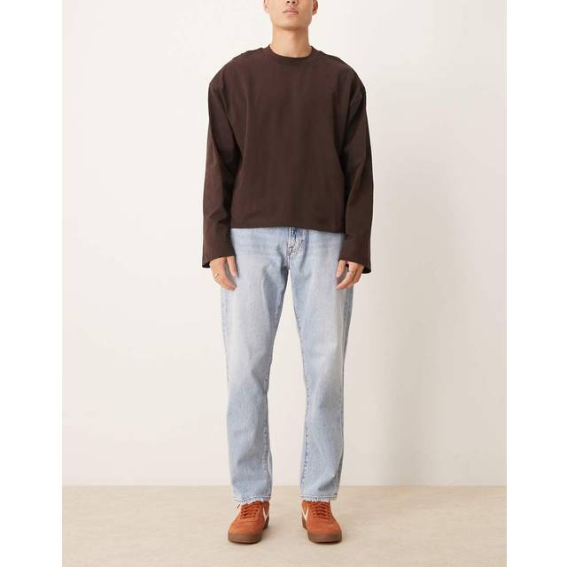 Abercrombie & Fitch – Mellanblå, vintagetvättade, lediga jeans med lätt slitna detaljer