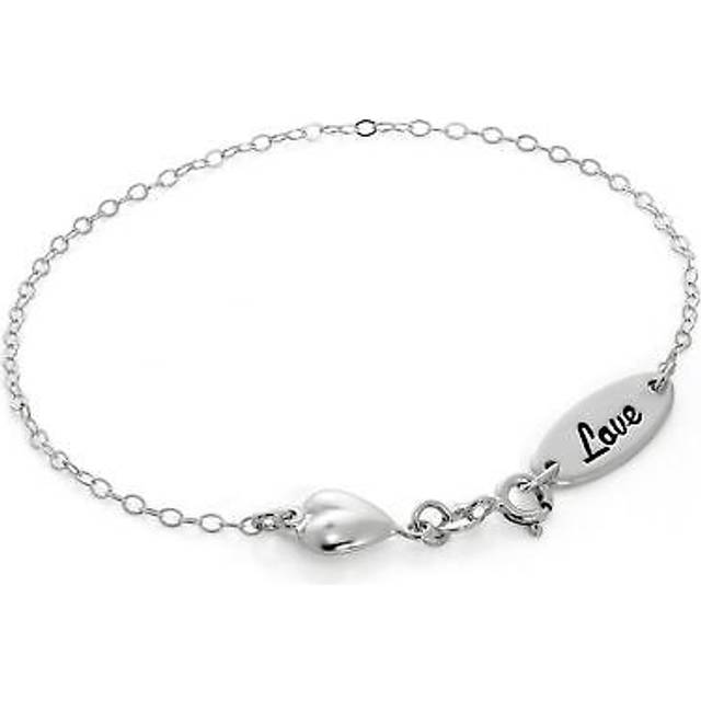 Sterling Silver Love Heart Belcher Chain Bracelet Hearts Valentines Wedding