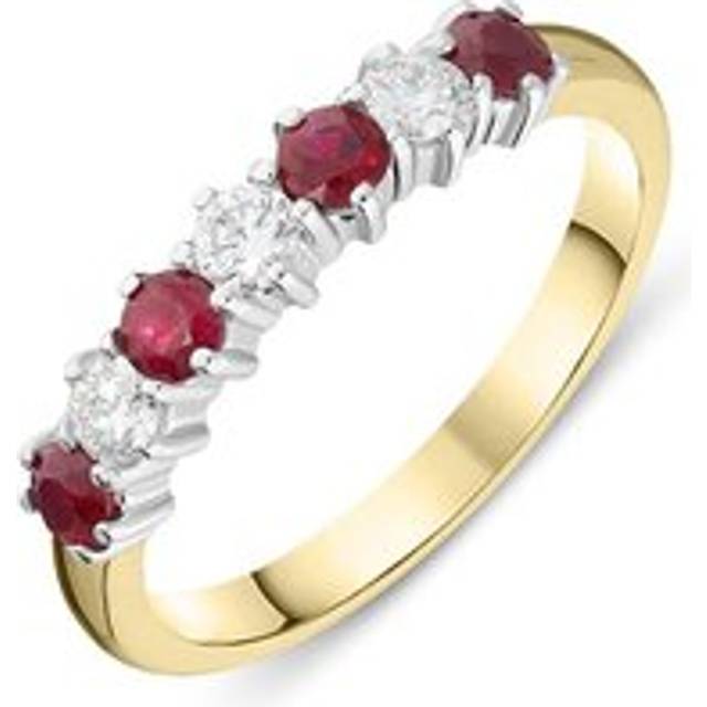 18ct Yellow Gold 0.52ct Ruby Diamond Half Eternity Ring