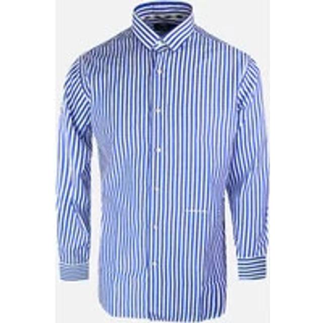 Aquascutum Mens Striped Pattern Long Sleeve Blue Shirt Cotton - Size X-Small