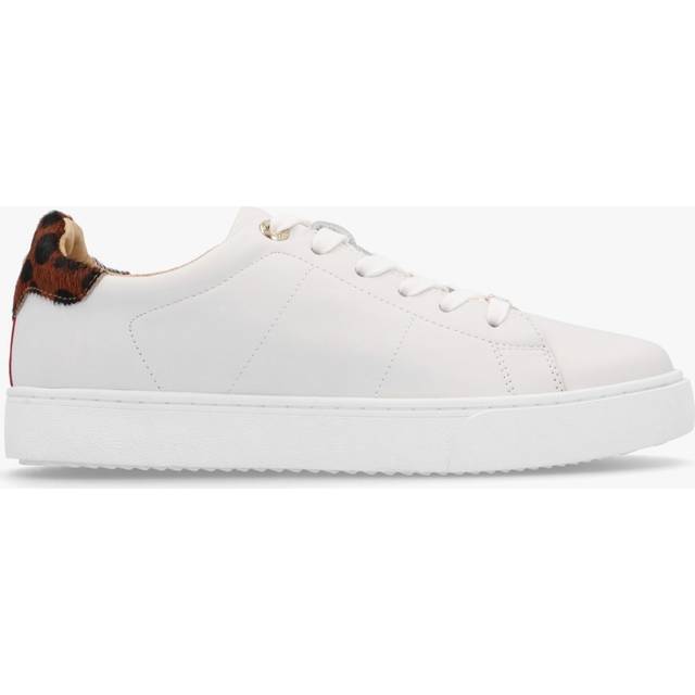 MODA IN PELLE Brandie White Leather Leopard Ankle Tab Trainers Size: 36, Colour: Leo