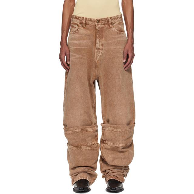Y/Project Brown Draped Cuff Jeans - PINK WHISKERS - WAIST US 27