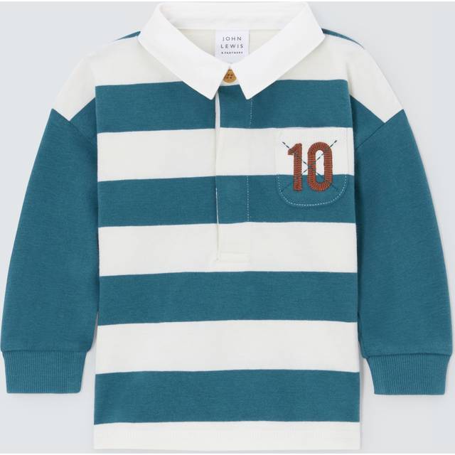 John Lewis Baby Striped Rugby Shirt, Blue