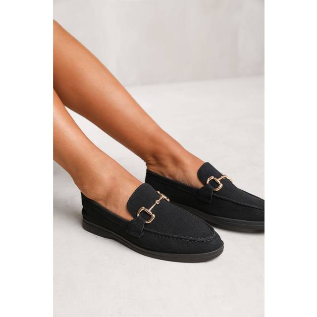 Where's That From Womens Wheres 'Aster' Slip On Loafer With Metal Detailing - Black - Size UK 8