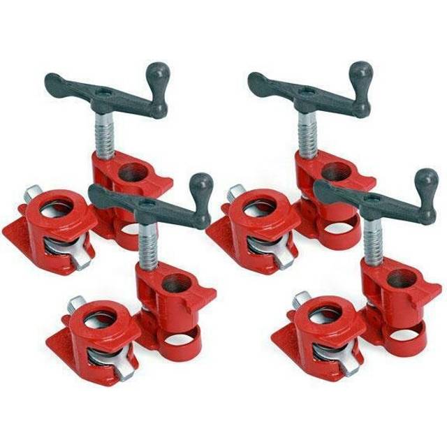 "4 Pack 3/4"" Wood Gluing Pipe Clamp Set Cast Iron (Genuine Neilsen CT5412)"