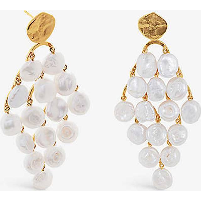 Monica Vinader Womens Yellow Gold Capri 18ct Gold-plated Vermeil Sterling-silver and Keshi-pearl Drop Earrings 1 Size - YELLOW GOLD