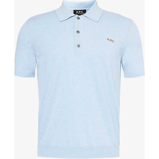 Apc Mens Baby Blue Ollie Cotton-knit Polo Shirt S - BABY BLUE
