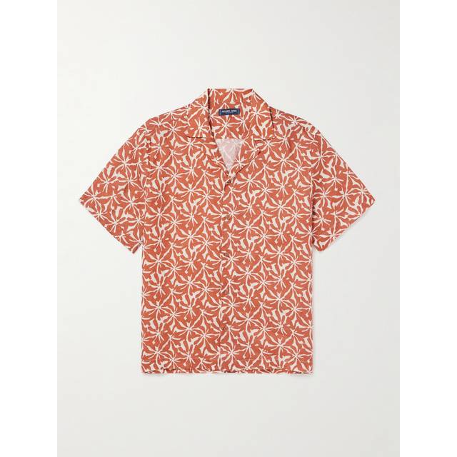 Frescobol Carioca - Roberto Camp-Collar Floral-Print Linen Shirt - Men - Orange - L