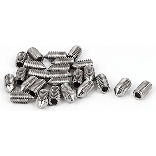 M6 x 12mm 304 Stainless Steel Hex Socket Cone Point Grub Screw 25 Pcs