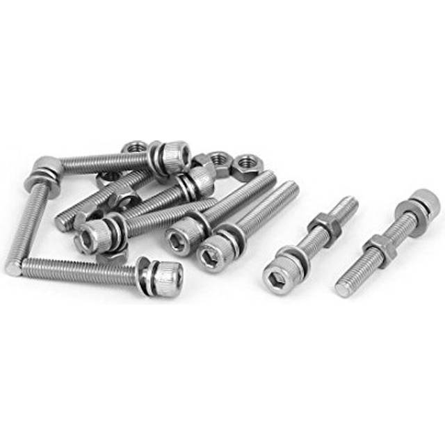 M5 x 35mm 304 Stainless Steel Hex Socket Head Cap Screws Nuts w Washers 10 Sets