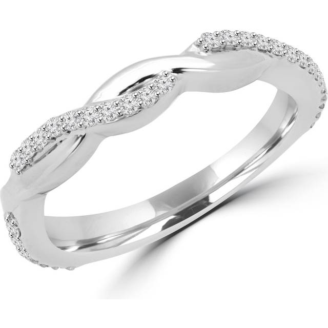 Majesty Diamonds MD160308-6.75 0.2 CTW Round Cut Diamond Infinity Wedding Band Anniversary Ring in 14K White Gold, Size 6.75