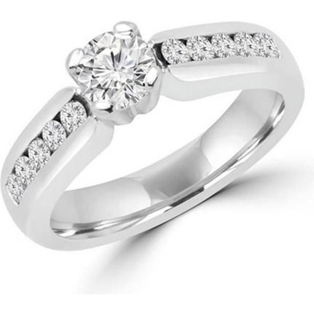 Majesty Diamonds MD160229-5.25 0.8 CTW Round Cut Diamond Fashion Engagement Ring in 18K White Gold, Size 5.25