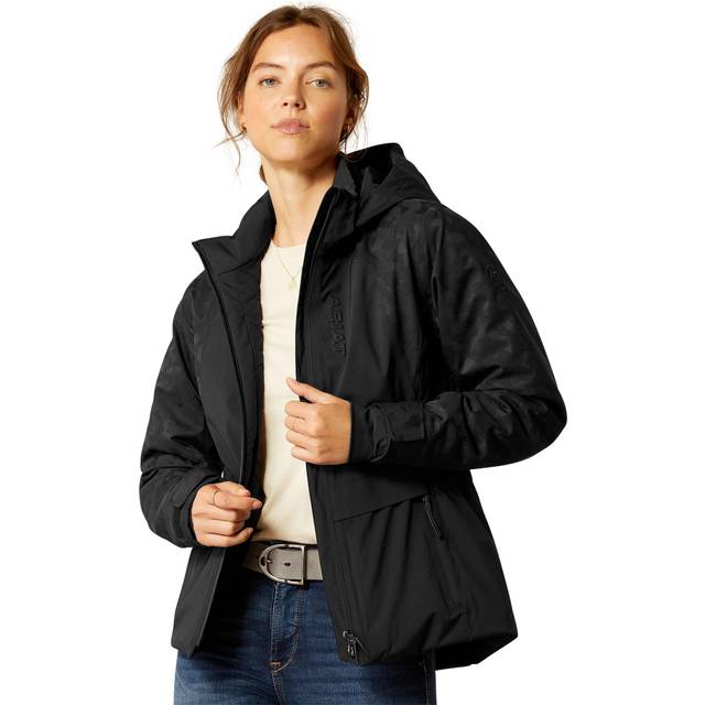 Women's Valor 2.0 Waterproof Jacket Long Sleeve in Black Camo, Size Medium, by Ariat