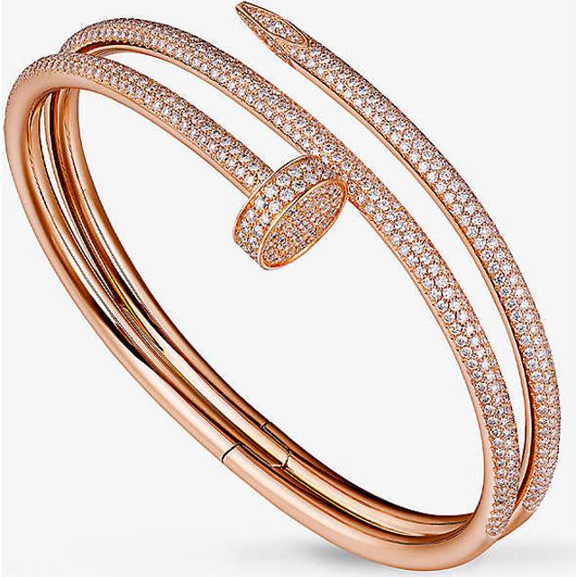 Cartier Womens Pink Juste Un Clou 18ct Rose-gold and 3.61ct Brilliant-cut Diamond Double Bracelet 17cm - PINK
