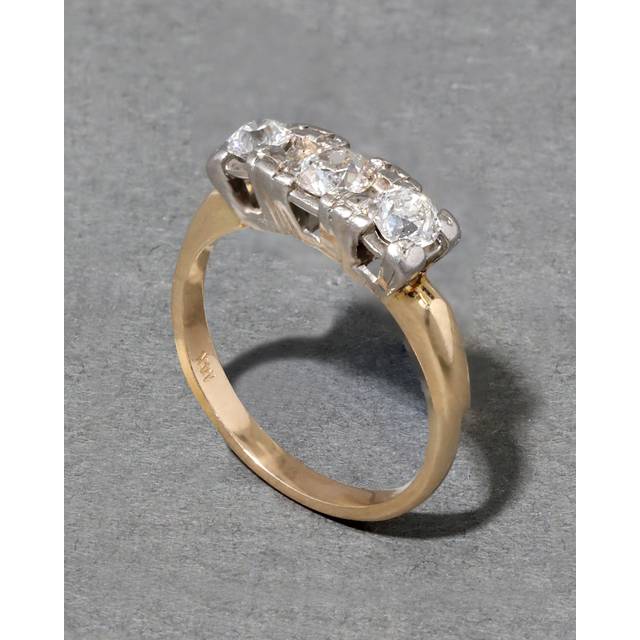 Alexis Bittar Vintage 1950S 14K Gold Two Tone Diamond Ring in White Size 6 | Statement Jewelry from Alexis Bittar (6)